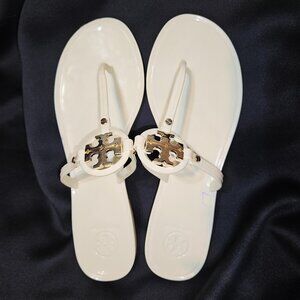TORY BURCH Mini Miller Jelly Sandals – Cream – Size 9